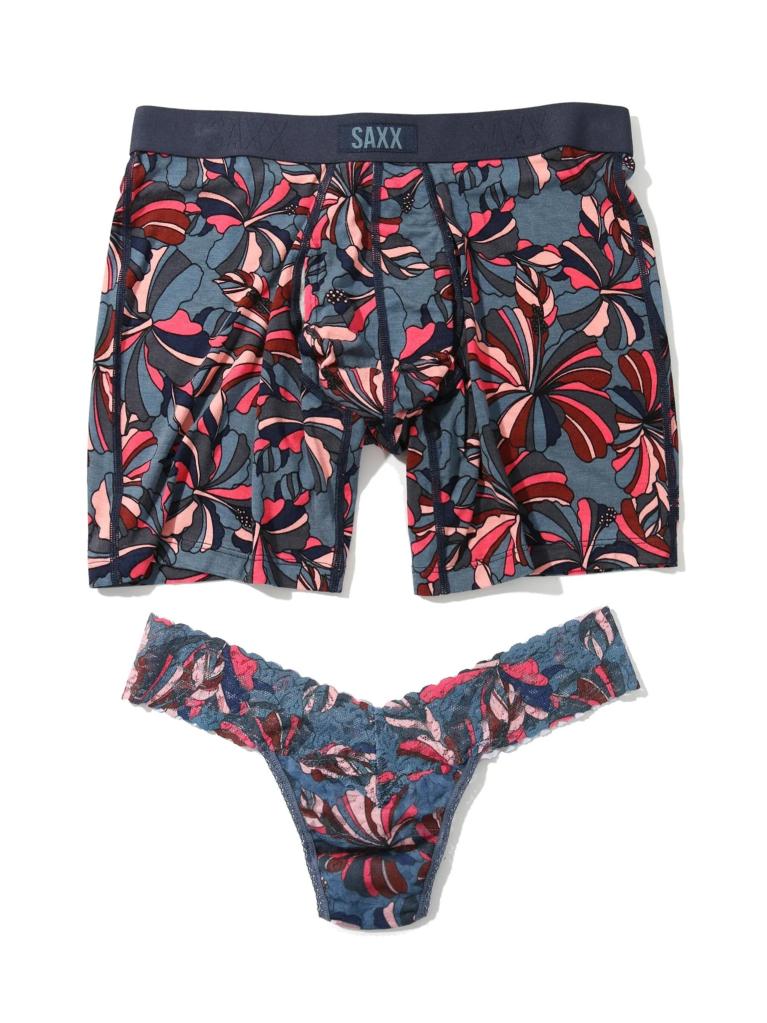 Signature Lace Low Rise Thong And Saxx Super Soft Vibe Boxer Brief Flower Pop sold by Hanky Panky product image thumbnail 2