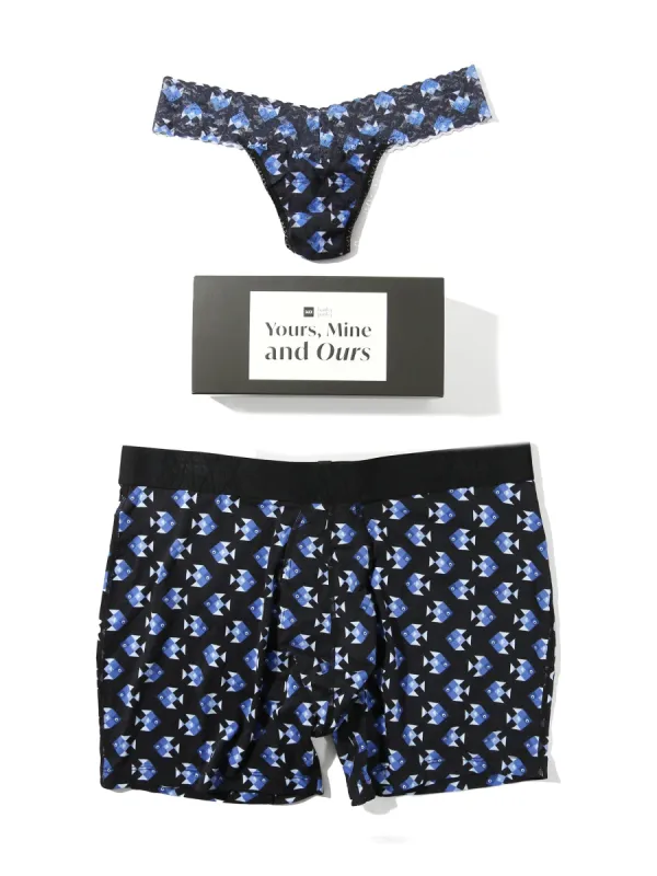 Signature Lace Low Rise Printed Thong And Saxx Drop Temp Cooling Cotton Boxer Brief Aquatic Check sold by Hanky Panky