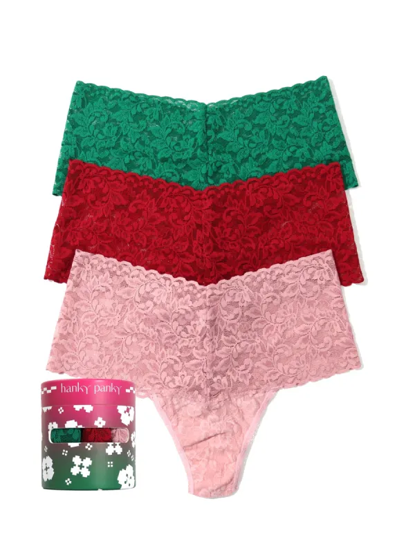 Holiday 3 Pack Retro Lace Retro Thong sold by Hanky Panky