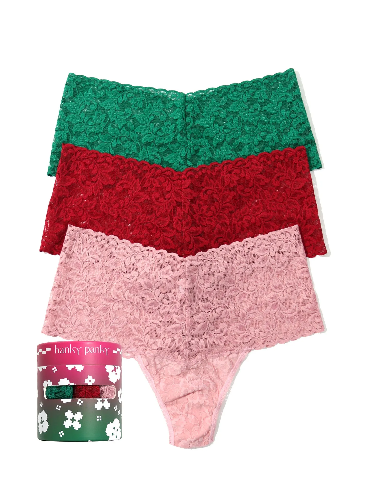 Holiday 3 Pack Retro Lace Retro Thong sold by Hanky Panky