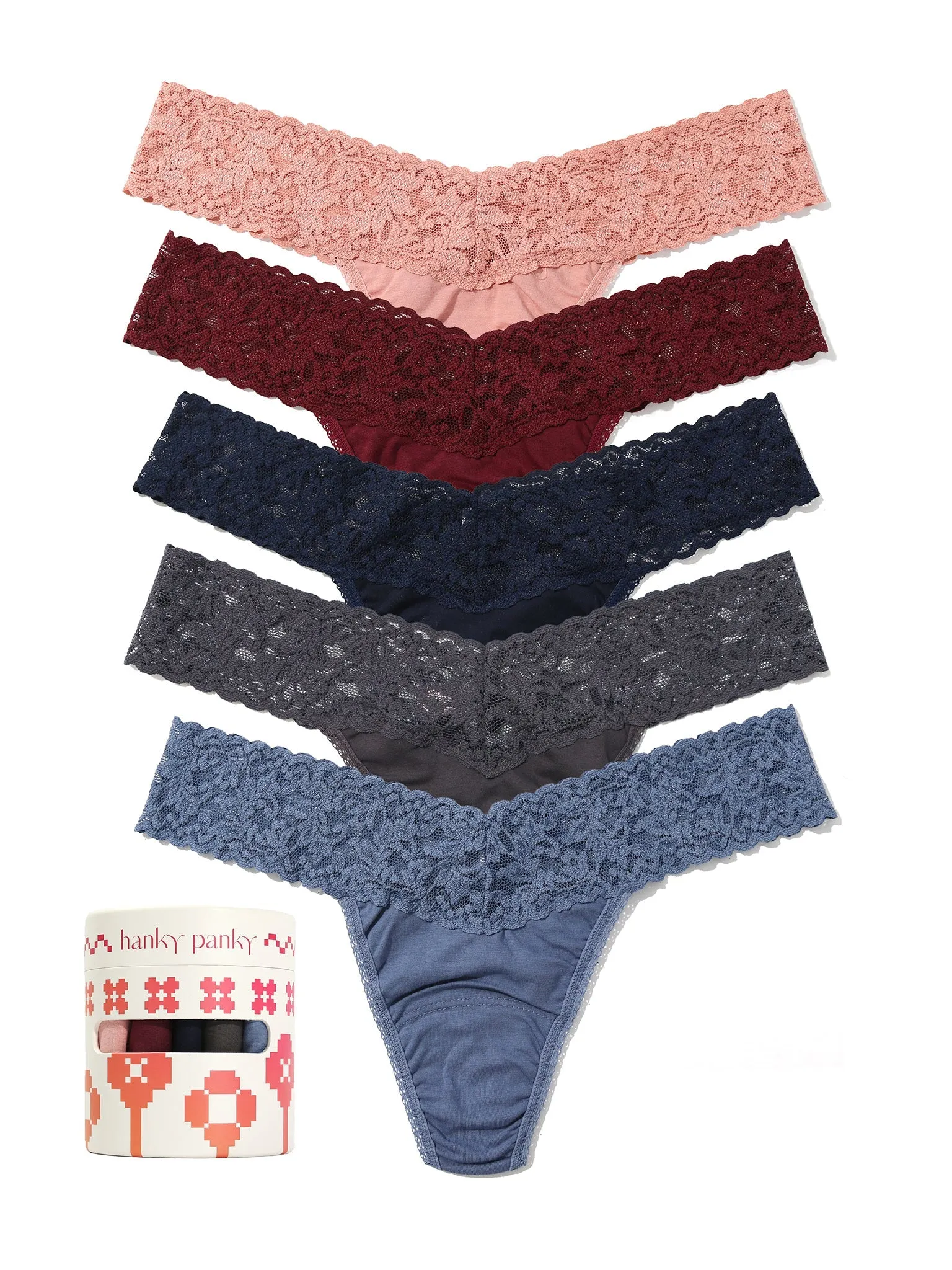 Holiday 5 Pack Cotton Low Rise Thong sold by Hanky Panky