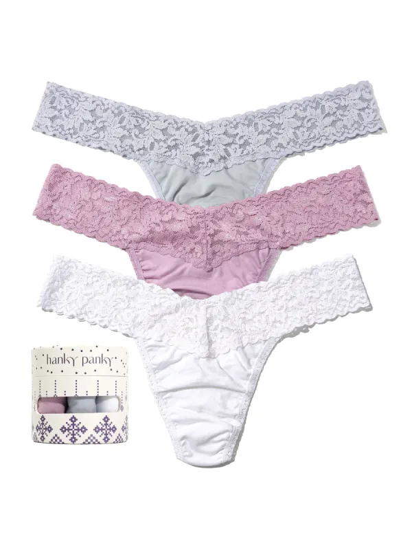 Holiday 3 Pack Supima® Cotton Low Rise Thong Sale sold by Hanky Panky
