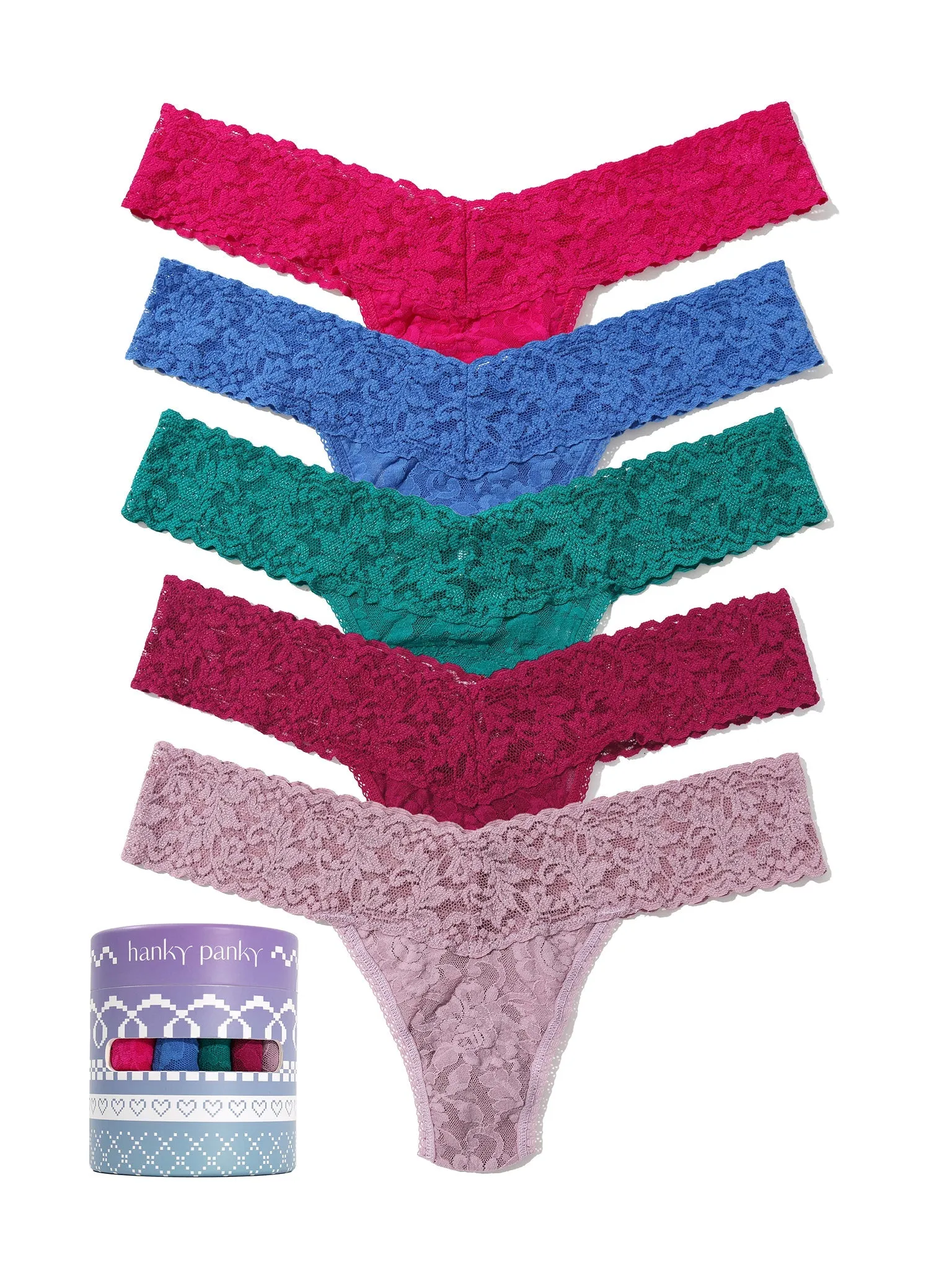 Holiday 5 Pack Signature Lace® Low Rise Thong Sale sold by Hanky Panky