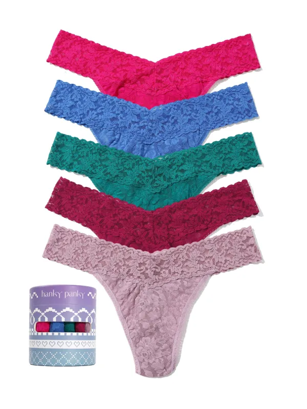 Holiday 5 Pack Signature Lace® Original Rise Thong sold by Hanky Panky