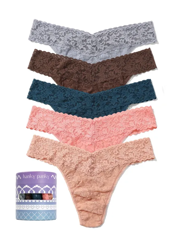 Holiday 5 Pack Signature Lace® Original Rise Thong Sale sold by Hanky Panky