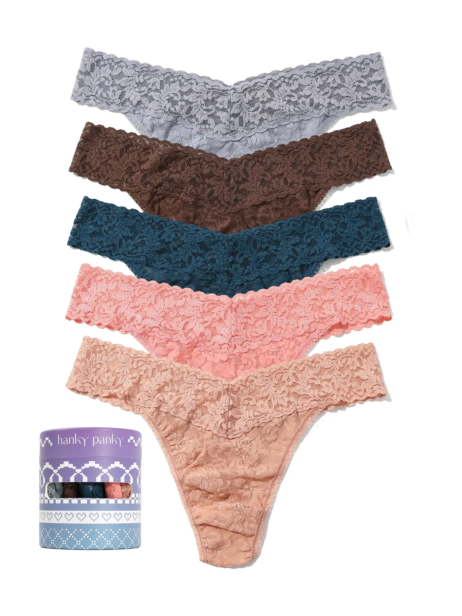 Holiday 5 Pack Signature Lace® Original Rise Thong Sale sold by Hanky Panky