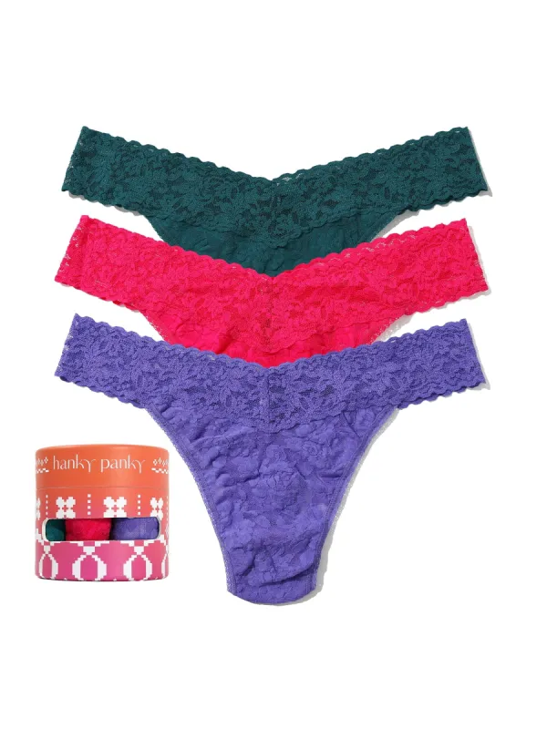 Holiday 3 Pack Signature Lace® Original Rise Thong Sale sold by Hanky Panky