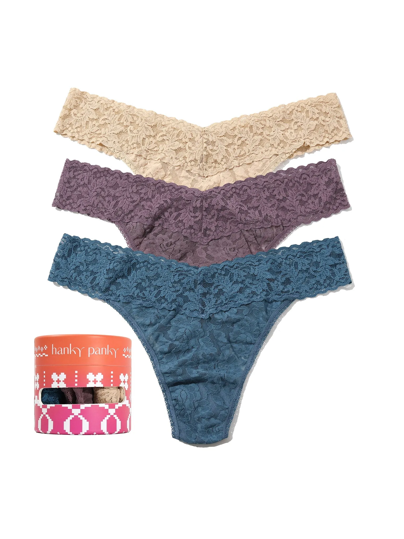 Holiday 3 Pack Signature Lace® Original Rise Thong Sale sold by Hanky Panky