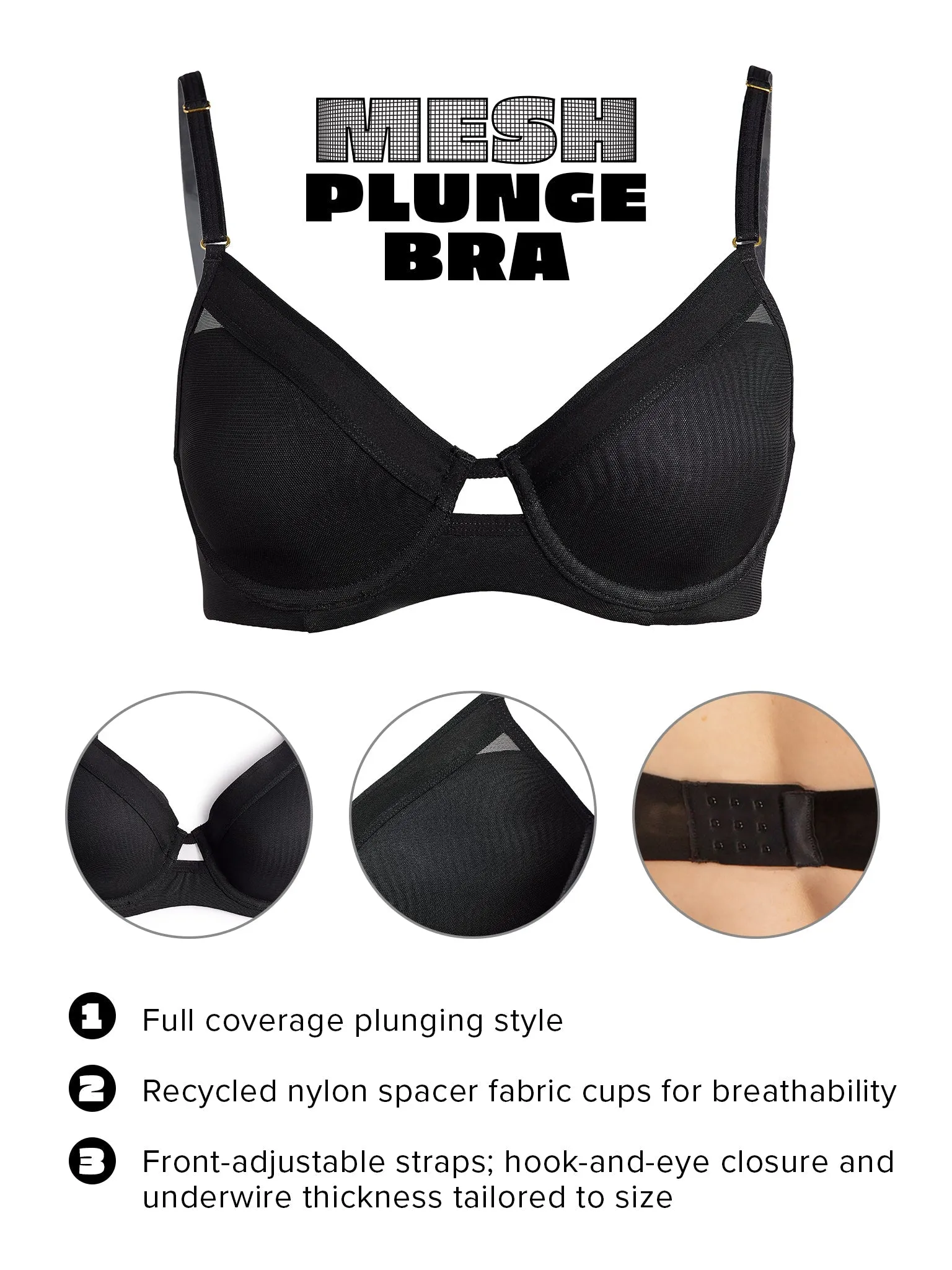 Lined Mesh Plunge Bra Black Sale sold by Hanky Panky product image thumbnail 5