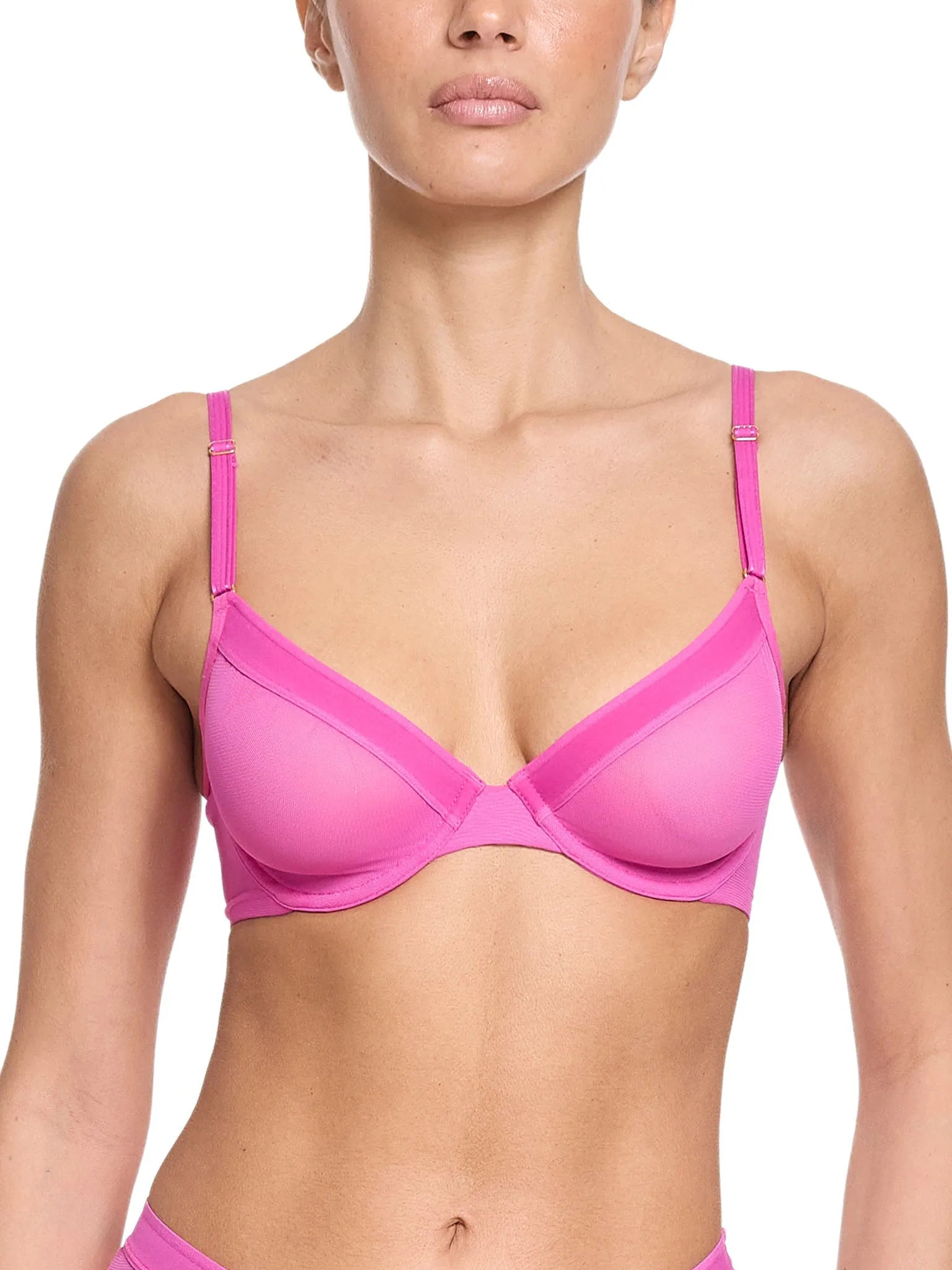 Unlined Mesh Underwire Bra Berry Burst Pink Sale sold by Hanky Panky