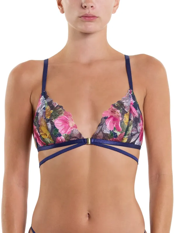 &oh Wildly Blooming Strappy Triangle Bralette Dark Sky Blue Sale sold by Hanky Panky