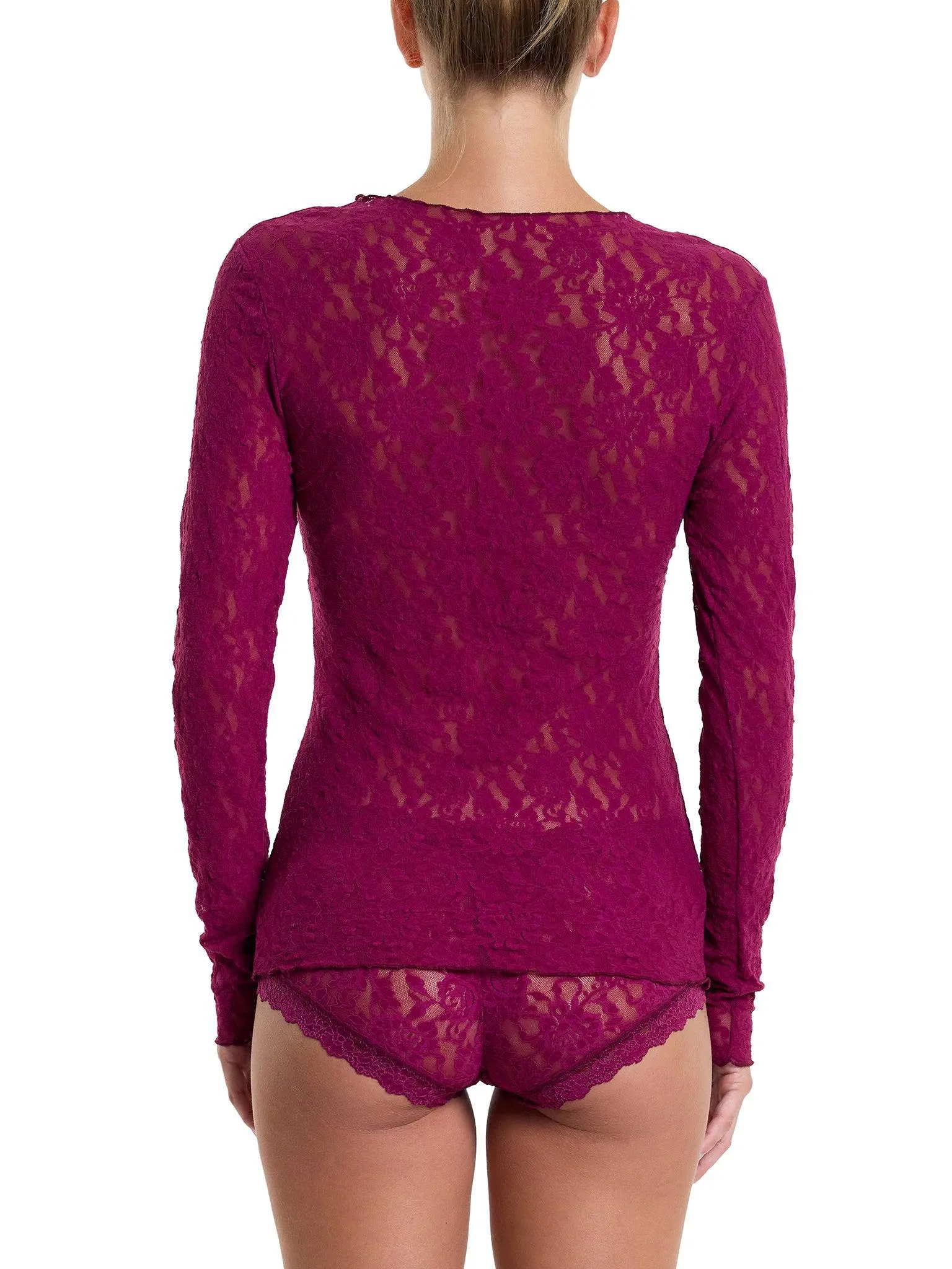 Signature Lace® Long Sleeve Top Sugar Plum Red Sale sold by Hanky Panky product image thumbnail 2