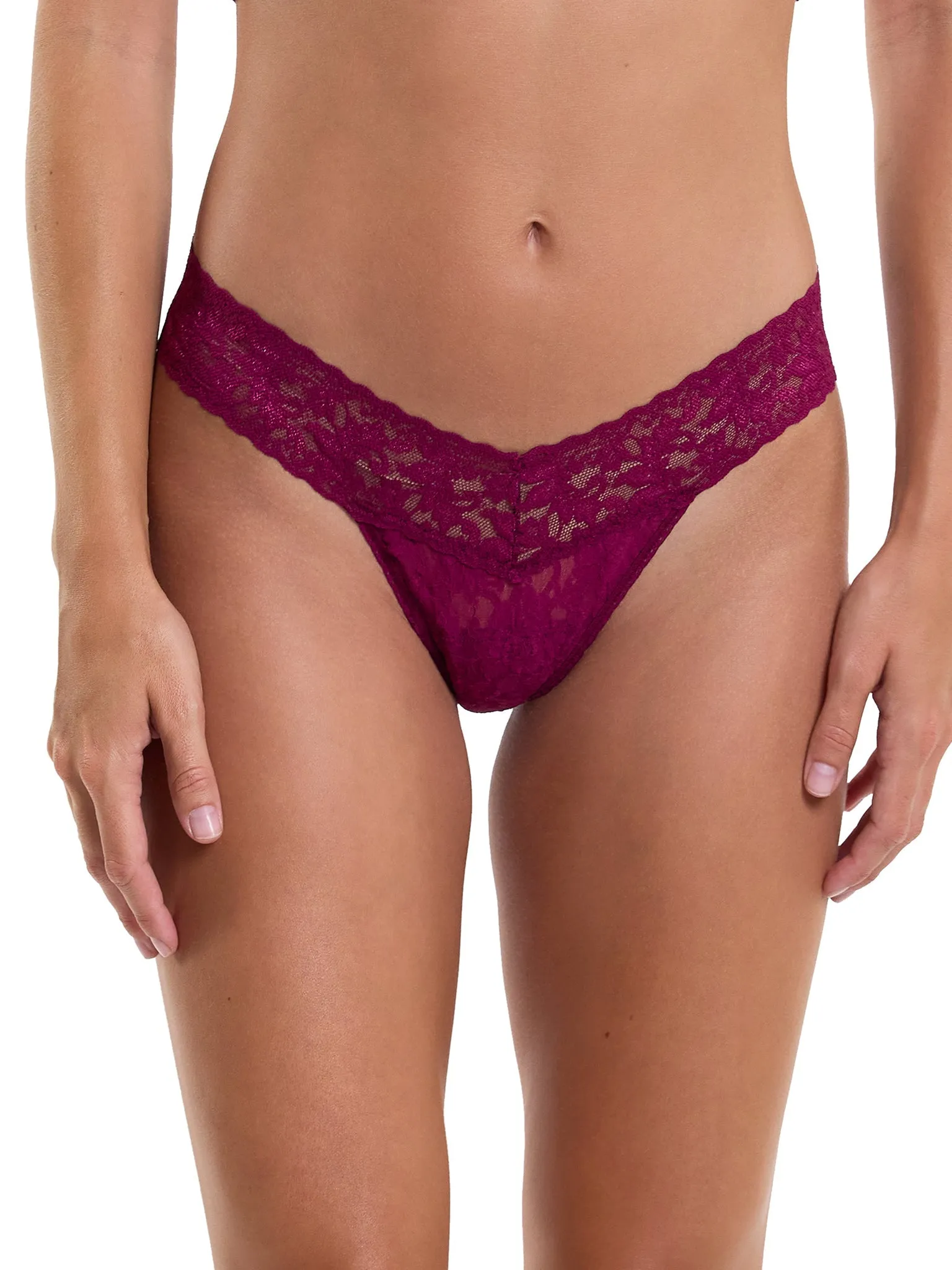 Signature Lace® Low Rise Thong Sugar Plum Red Sale sold by Hanky Panky