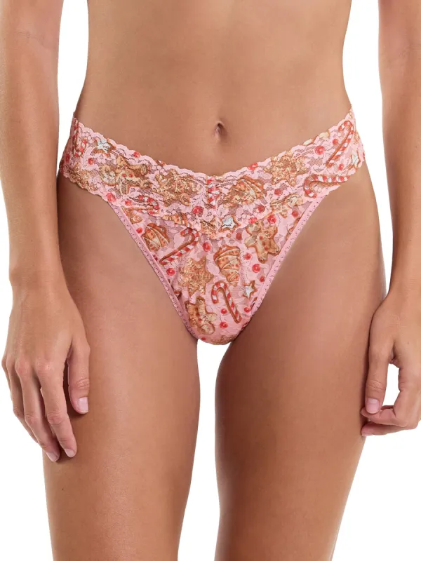 Printed Signature Lace Original Rise Thong Gingerbread Sale sold by Hanky Panky