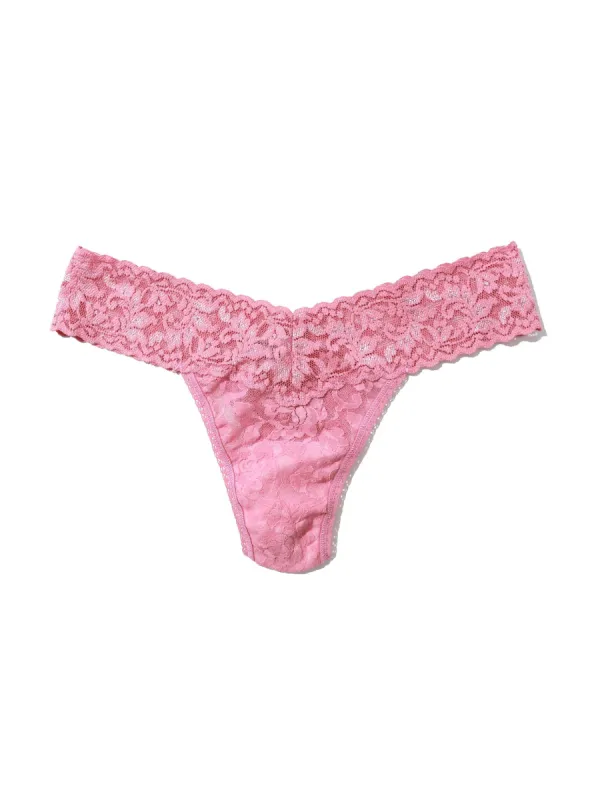 Petite Size Signature Lace Low Rise Thong Tea Cake Pink sold by Hanky Panky