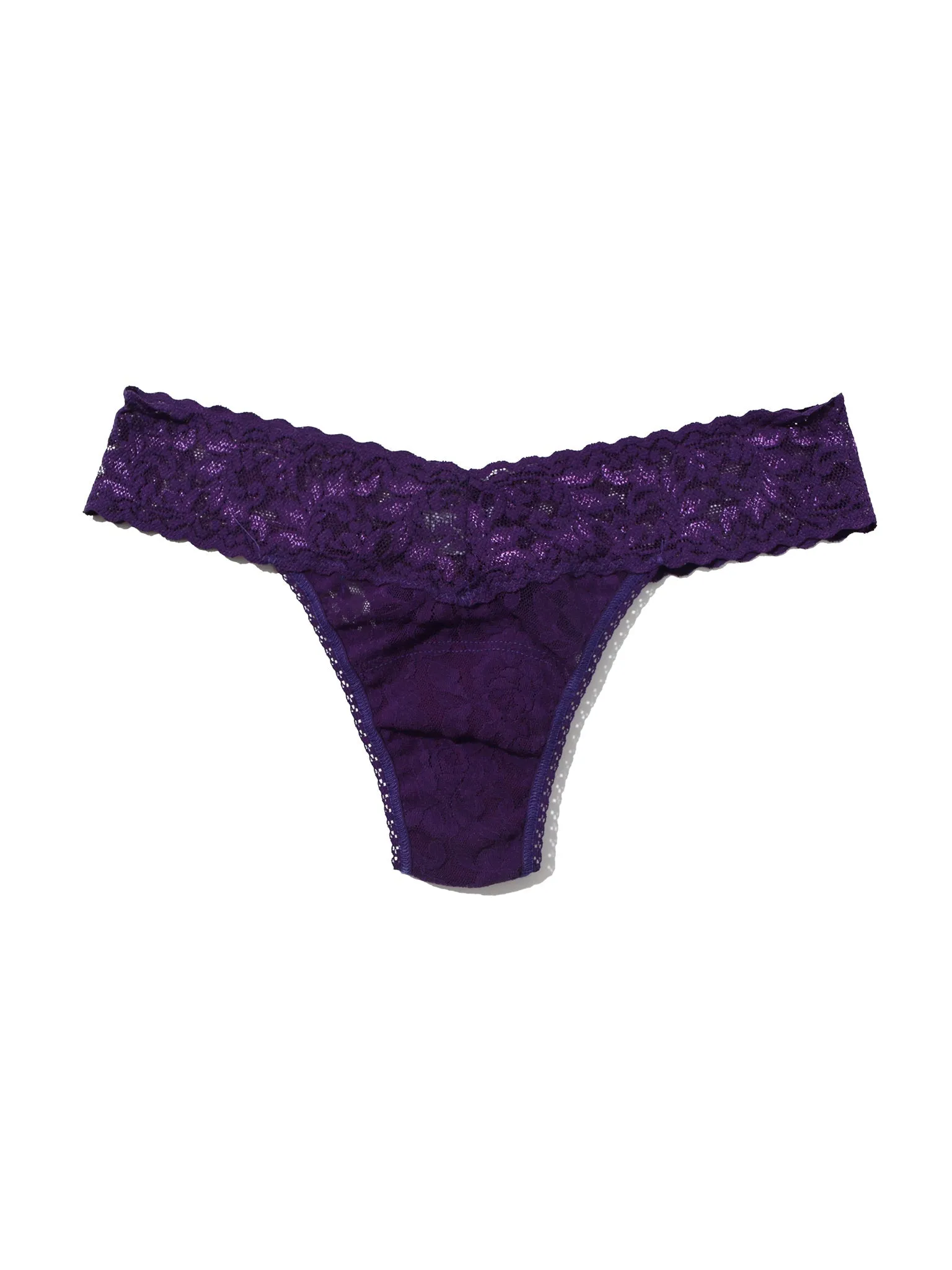 Petite Size Signature Lace Low Rise Thong Snow Day Purple sold by Hanky Panky