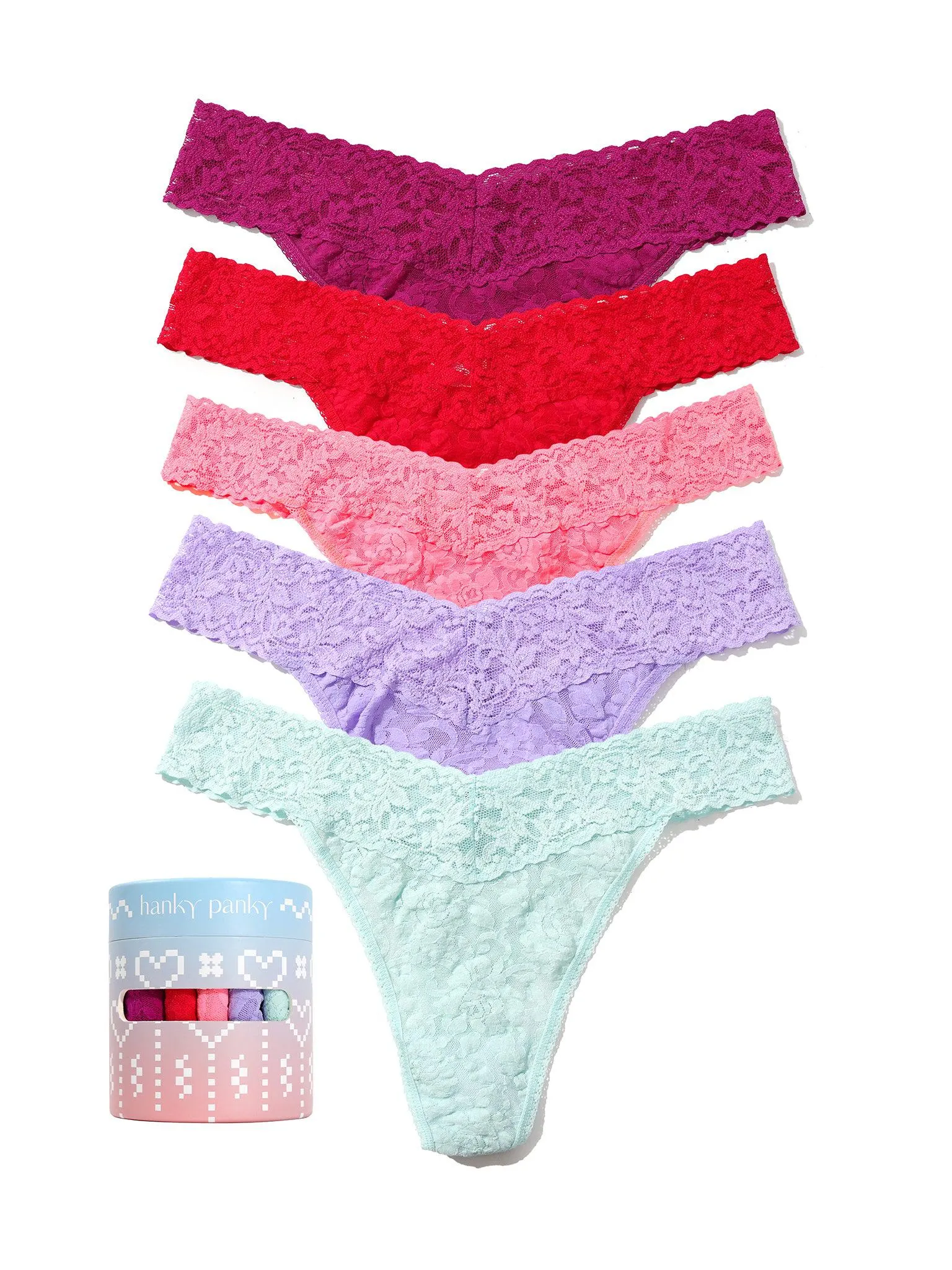 Holiday 5 Pack Signature Lace Original Rise Thong Sale sold by Hanky Panky