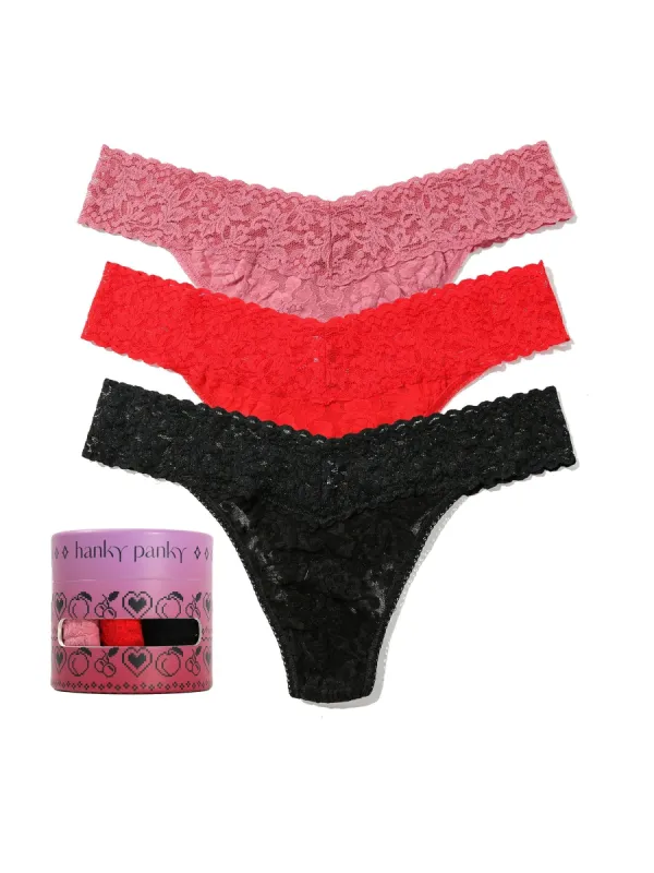 Holiday 3 Pack Signature Lace® Original Rise Thong Sale sold by Hanky Panky