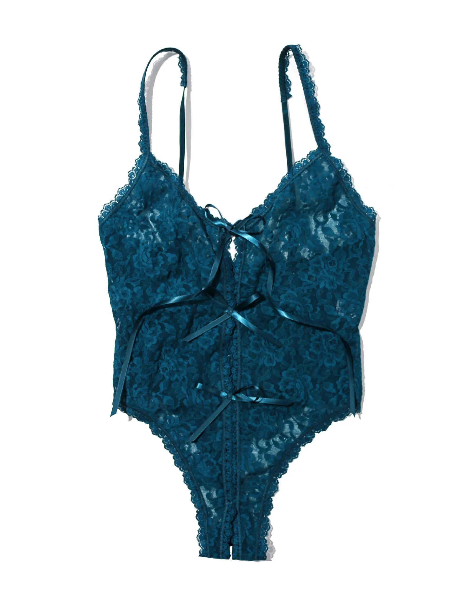 &oh™ Signature Lace Crotchless Teddy North Pole Green Sale sold by Hanky Panky product image thumbnail 4