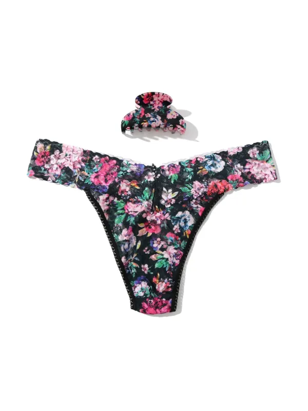 France Luxe Clip and Original Rise Thong Dark Peonies sold by Hanky Panky