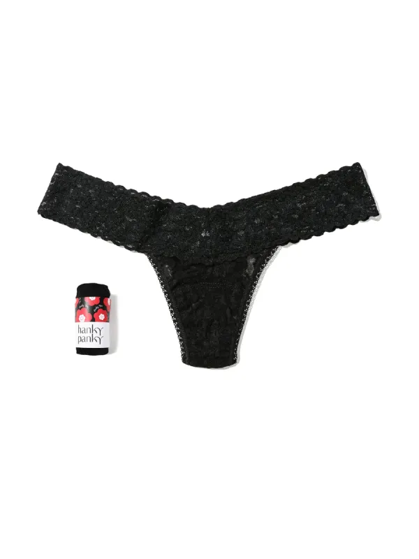 4911® Signature Lace® Low Rise Thong Fortune Cookie Black sold by Hanky Panky