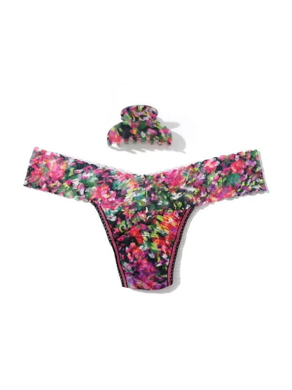 France Luxe Clip and Low Rise Thong Celebration Black sold by Hanky Panky