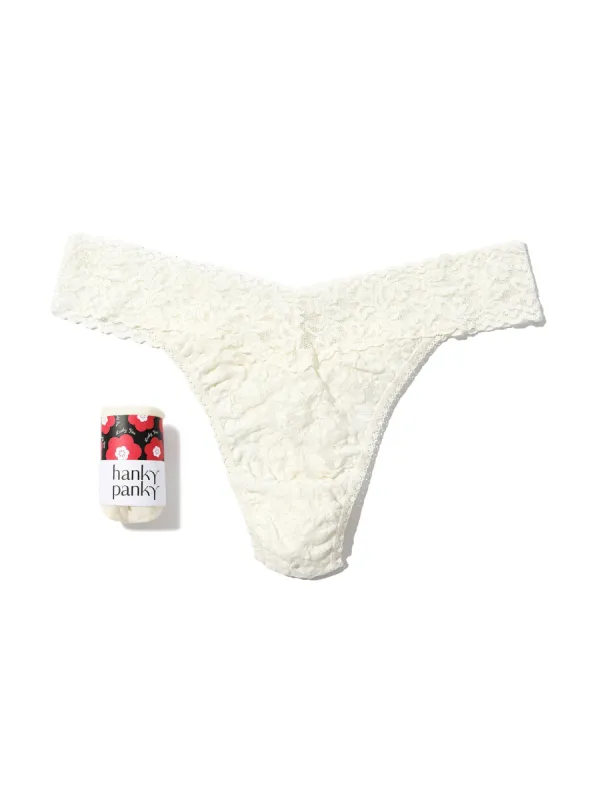 Signature Lace® Original Rise Thong Fortune Cookie Marshmallow sold by Hanky Panky
