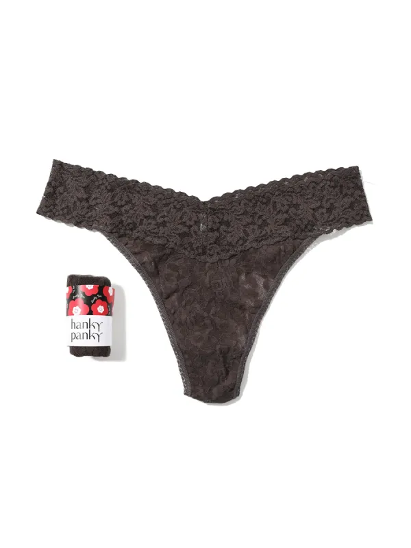 Signature Lace® Original Rise Thong Fortune Cookie Granite sold by Hanky Panky