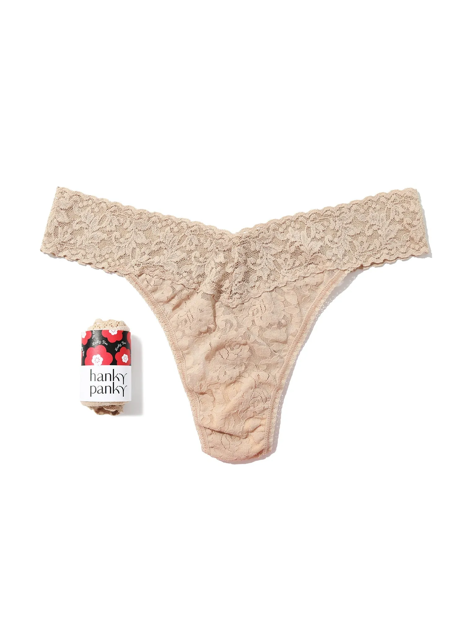 Signature Lace® Original Rise Thong Fortune Cookie Chai sold by Hanky Panky