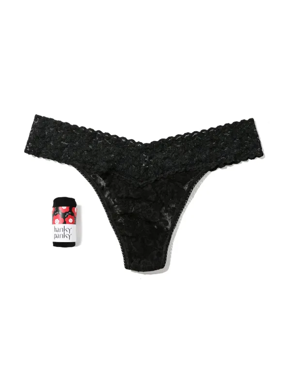 Signature Lace® Original Rise Thong Fortune Cookie Black sold by Hanky Panky