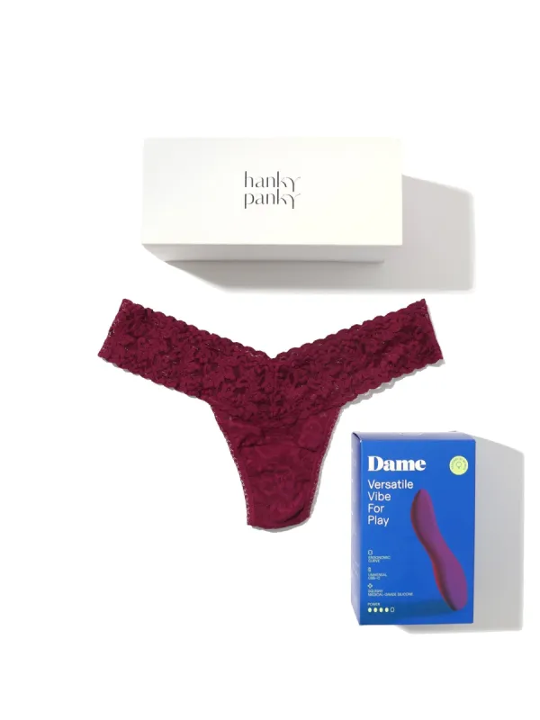 Dame Dip 2.0 Vibrator & Signature Lace Low Rise Thong Set sold by Hanky Panky
