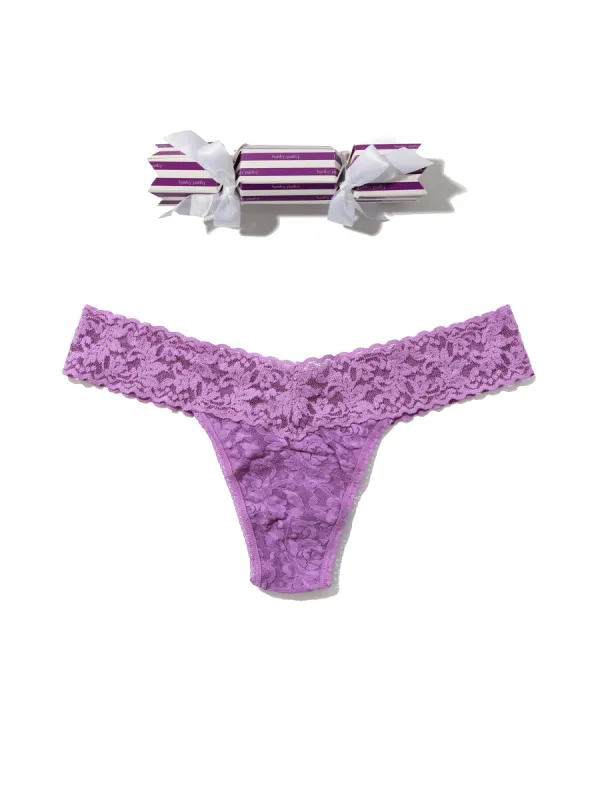 Signature Lace Low Rise Thong Holiday Cracker Venus Purple Sale sold by Hanky Panky