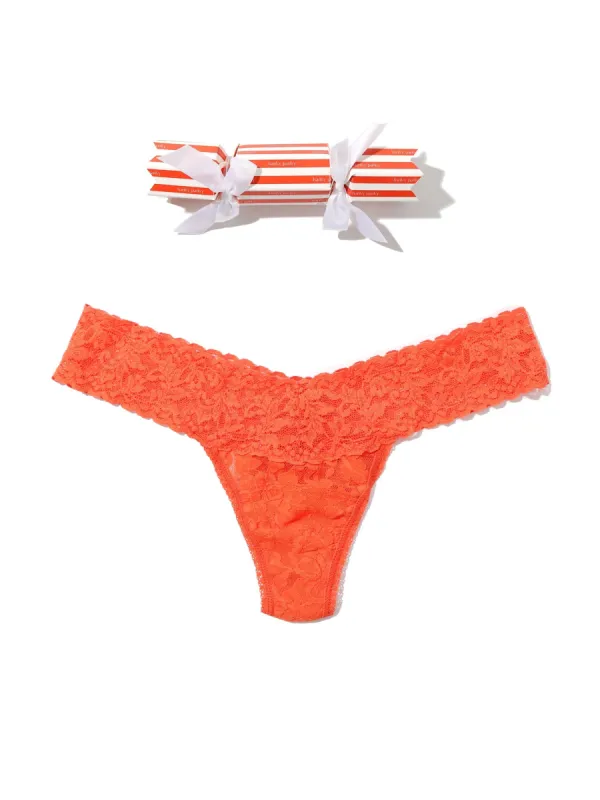Signature Lace Low Rise Thong Holiday Cracker Orange Sparkle Sale sold by Hanky Panky