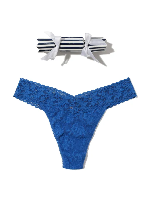 Signature Lace Original Rise Thong Holiday Cracker Deep Dive Blue Sale sold by Hanky Panky