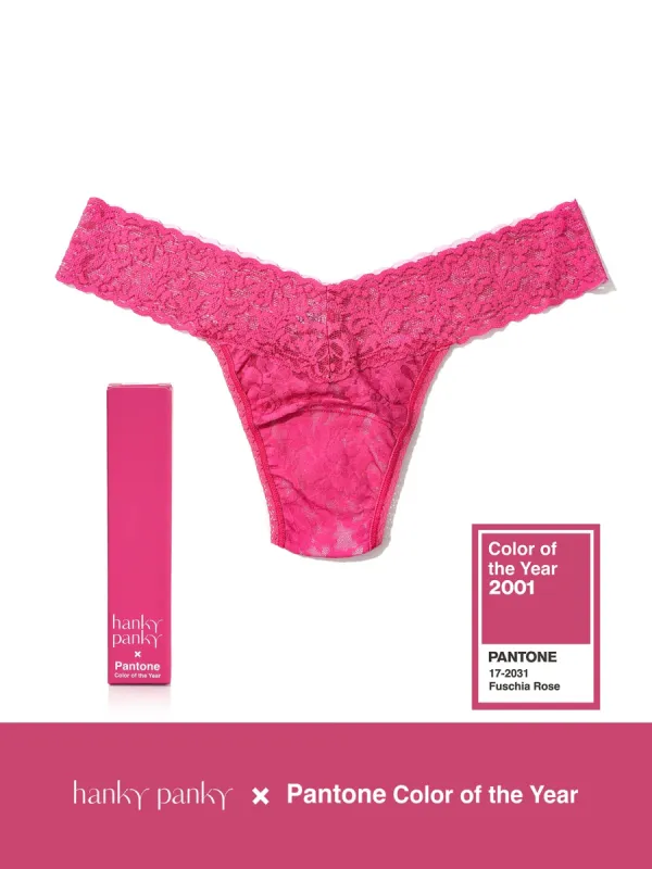 Signature Lace Low Rise Thong | PANTONE 17-2031 Fuchsia Rose sold by Hanky Panky