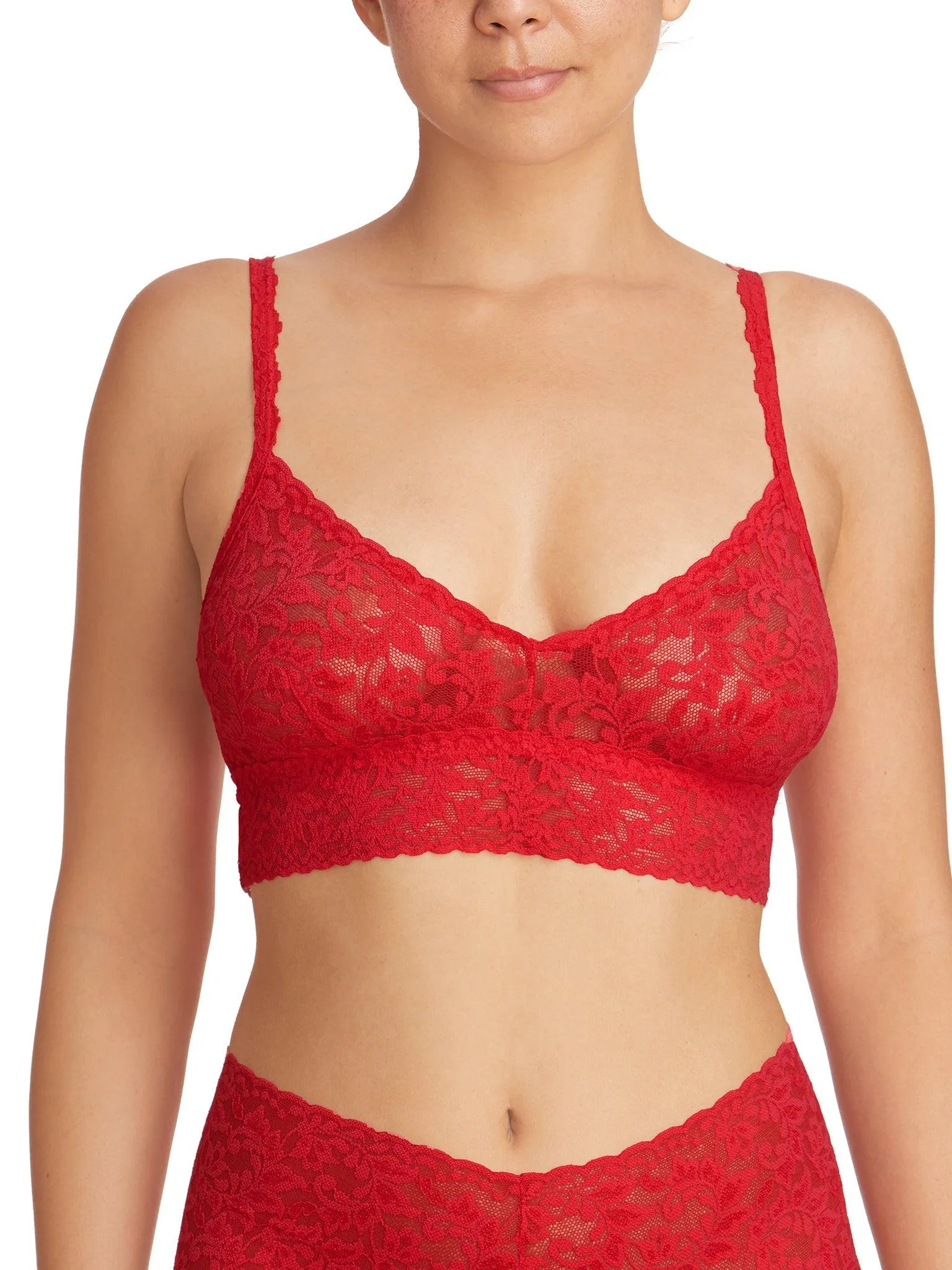 V-Neck Retro Lace Bralette Red Sale sold by Hanky Panky