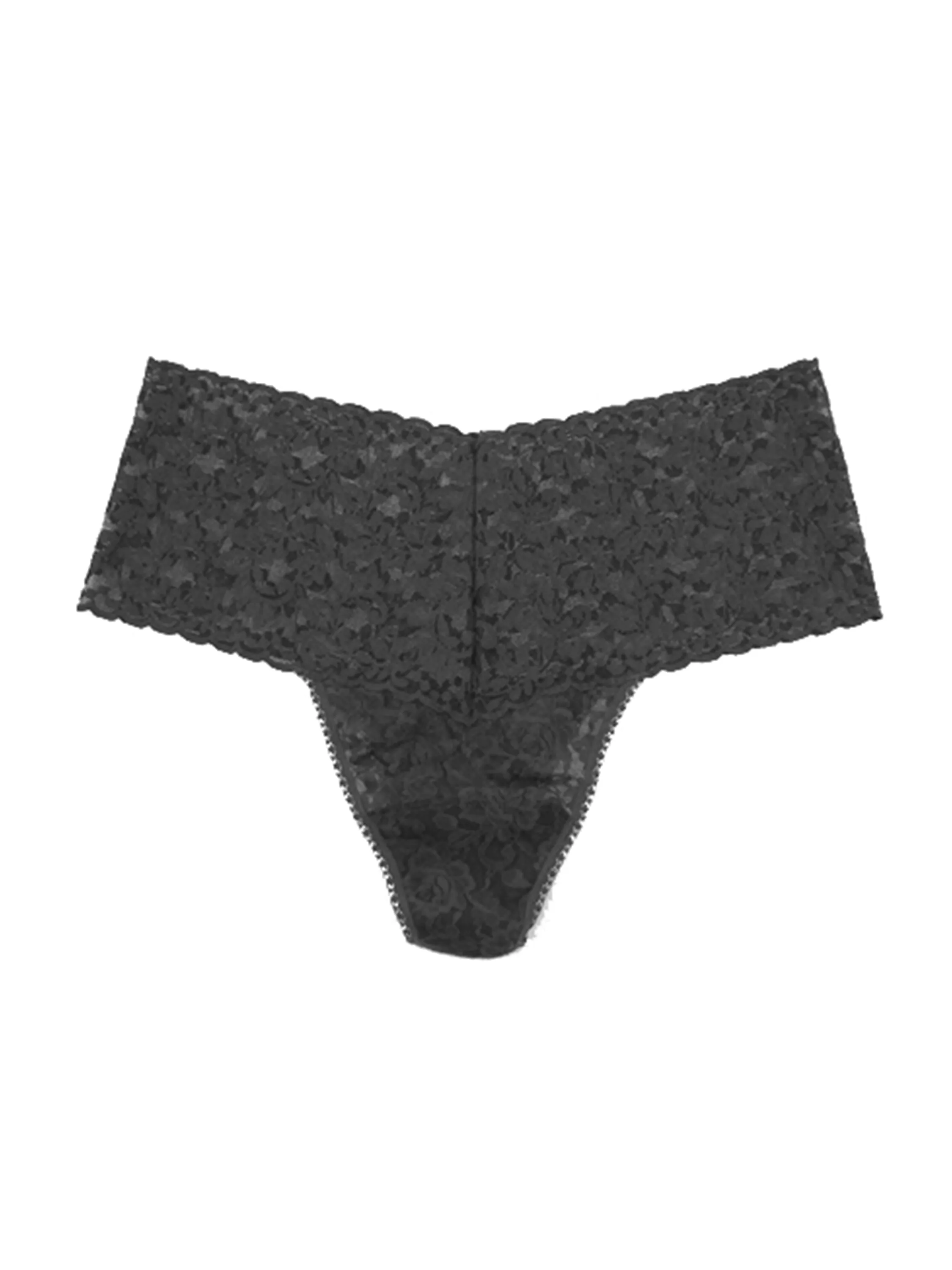 Plus Size Retro Lace Thong Granite Grey sold by Hanky Panky