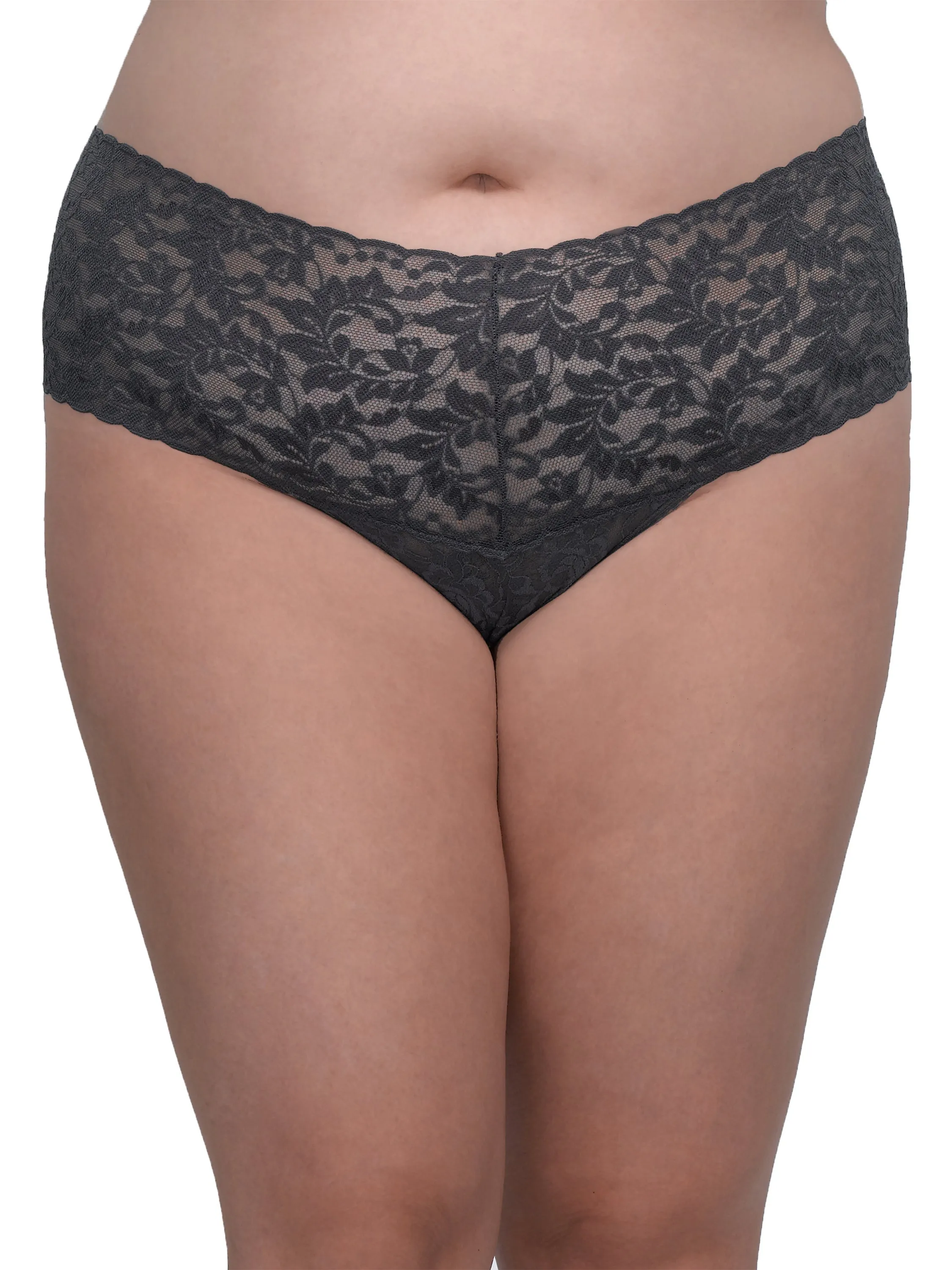 Plus Size Retro Lace Thong Granite Grey sold by Hanky Panky product image thumbnail 2