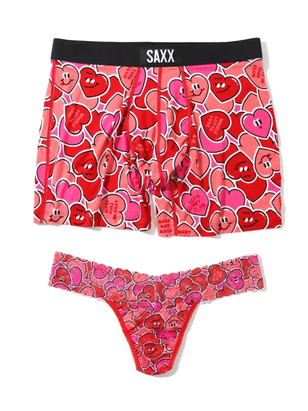 Signature Lace Low Rise Thong And Saxx Super Soft Vibe Boxer Brief Whole Lotta Love sold by Hanky Panky