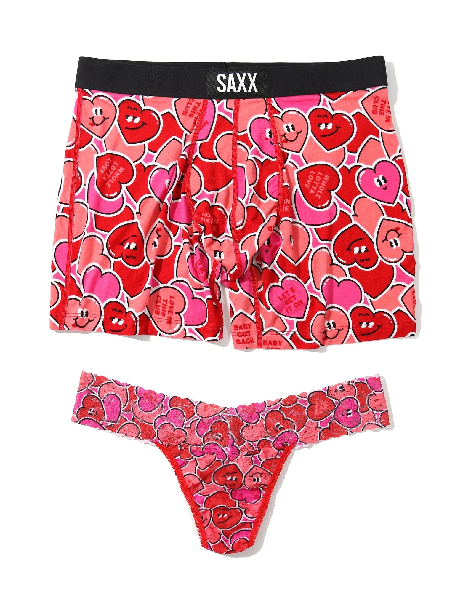 Signature Lace Low Rise Thong And Saxx Super Soft Vibe Boxer Brief Whole Lotta Love sold by Hanky Panky