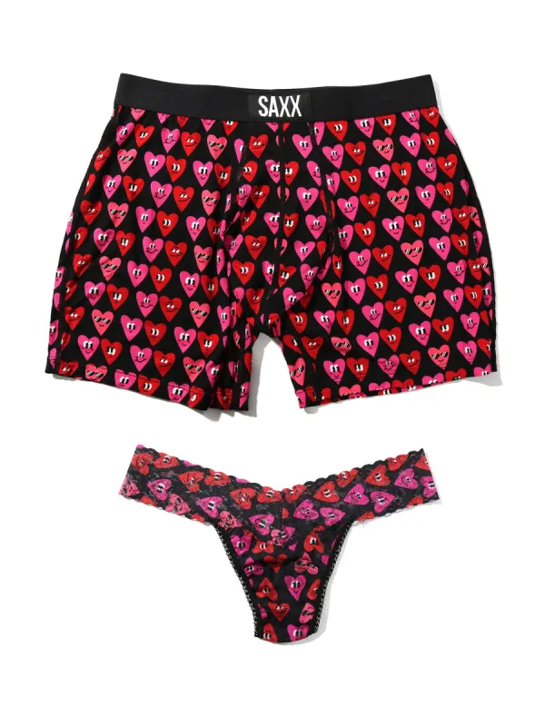 Signature Lace Low Rise Thong And Saxx Ultra Boxer Brief Let's Get It On sold by Hanky Panky