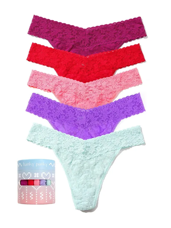 Holiday 5 Pack Signature Lace® Original Rise Thong Sale sold by Hanky Panky