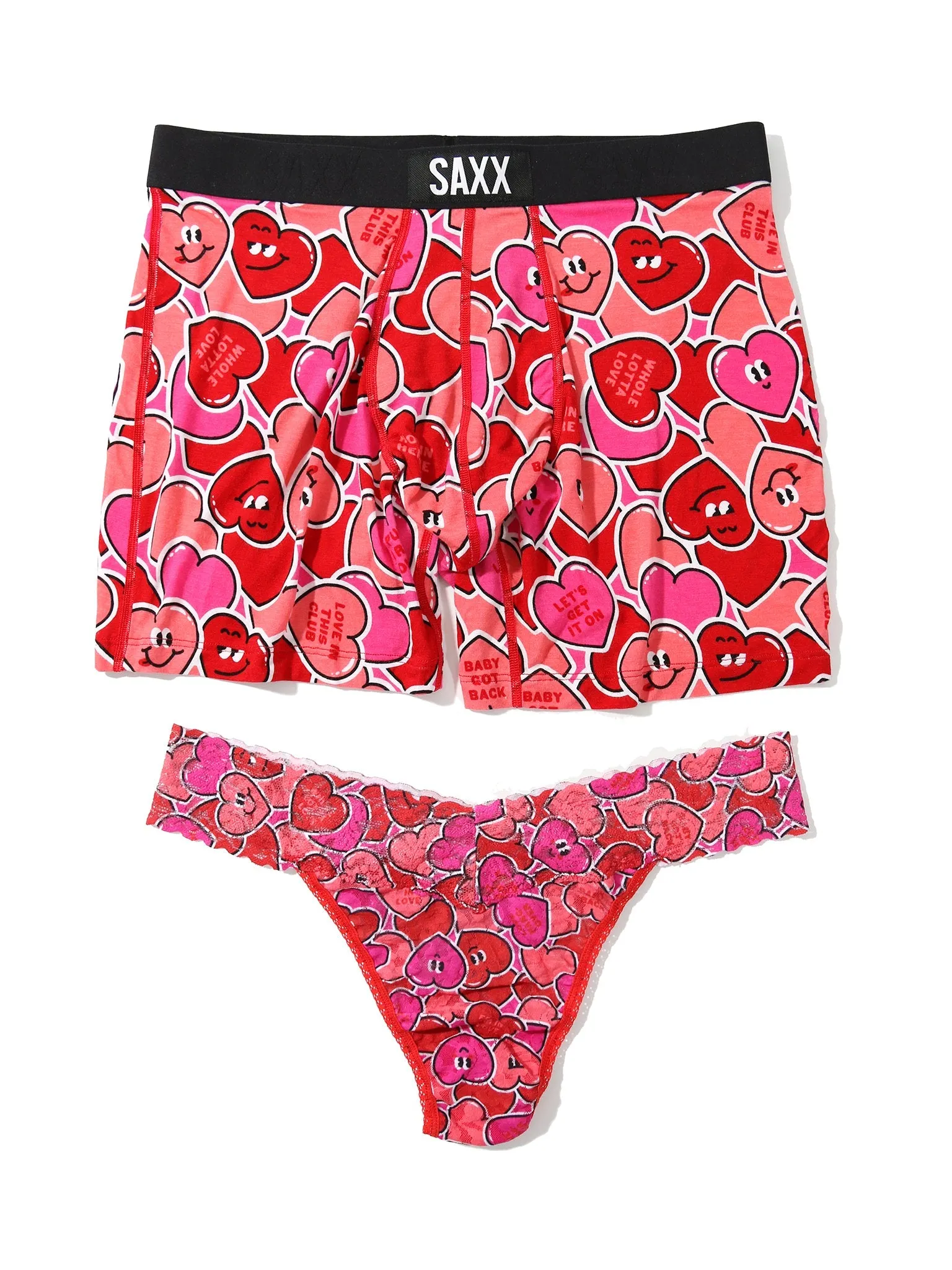 Signature Lace Original Rise Thong And Saxx Super Soft Vibe Boxer Brief Whole Lotta Love sold by Hanky Panky