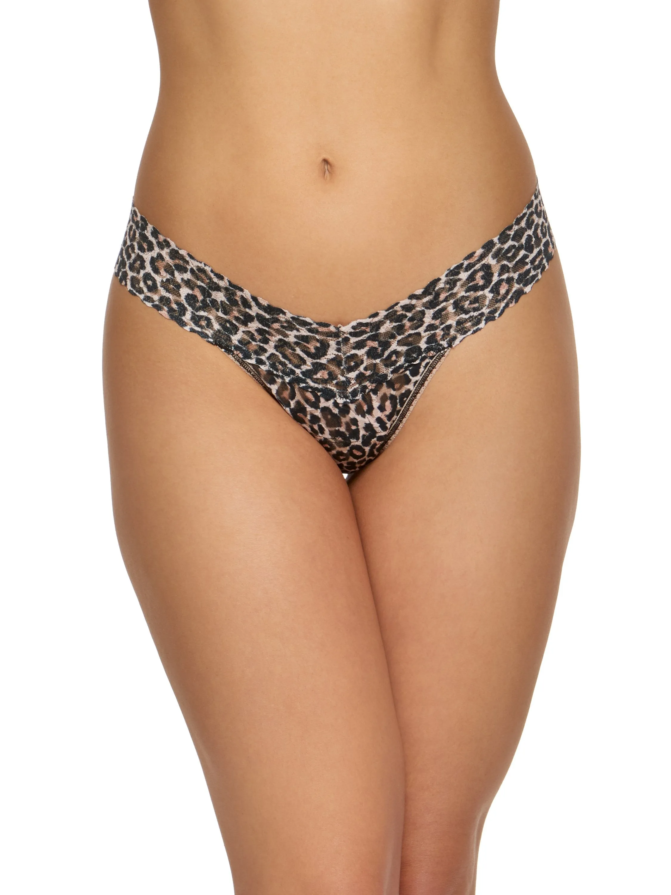Printed Signature Lace® Low Rise Thong Classic Leopard sold by Hanky Panky