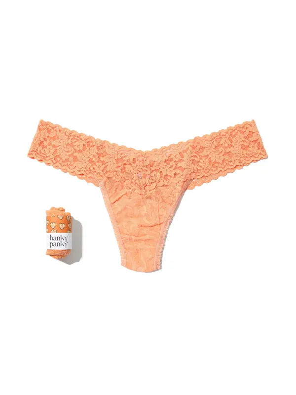 Signature Lace Low Rise Thong Candy Heart Florence Orange Sale sold by Hanky Panky