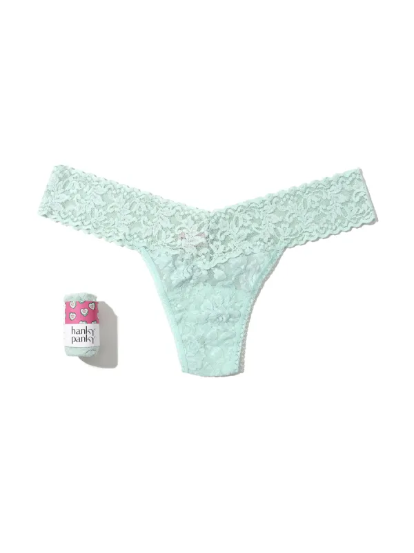 Signature Lace Low Rise Thong Candy Heart Low Tide Blue Sale sold by Hanky Panky