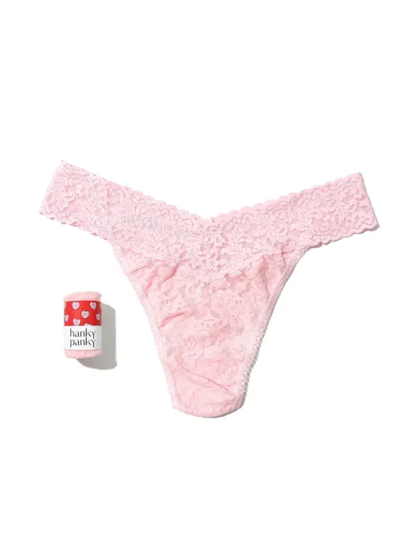 Signature Lace Original Rise Thong Candy Hearts Bliss Pink sold by Hanky Panky