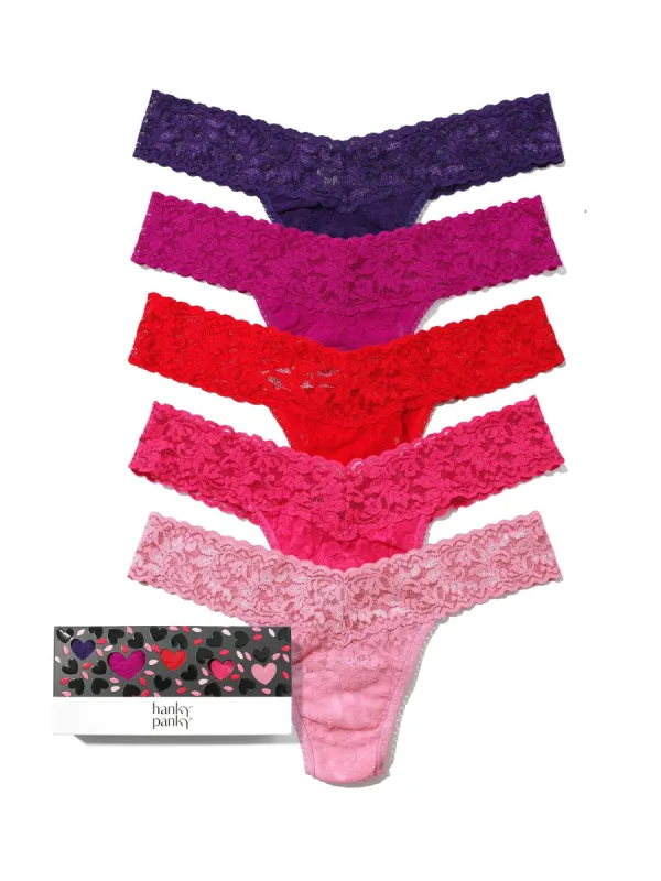 Valentine's Day 5 Pack Signature Lace® Low Rise Thong Sale sold by Hanky Panky