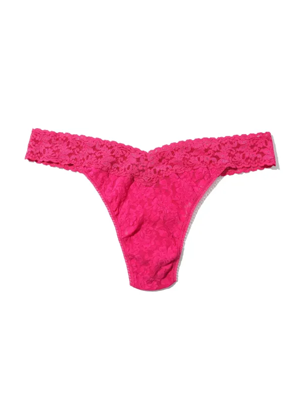 Plus Size Signature Lace® Original Rise Thong Un-Beet-Able Pink Sale sold by Hanky Panky