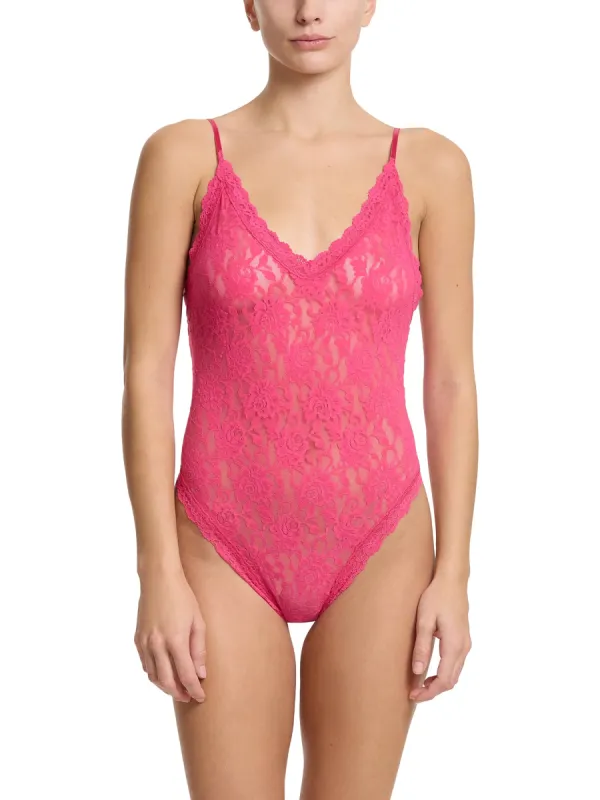 Signature Lace® Thong Back Bodysuit Un-Beet-Able Pink Sale sold by Hanky Panky
